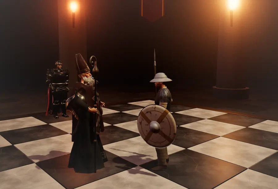 The black bishop faces a white pawn behind his shield
